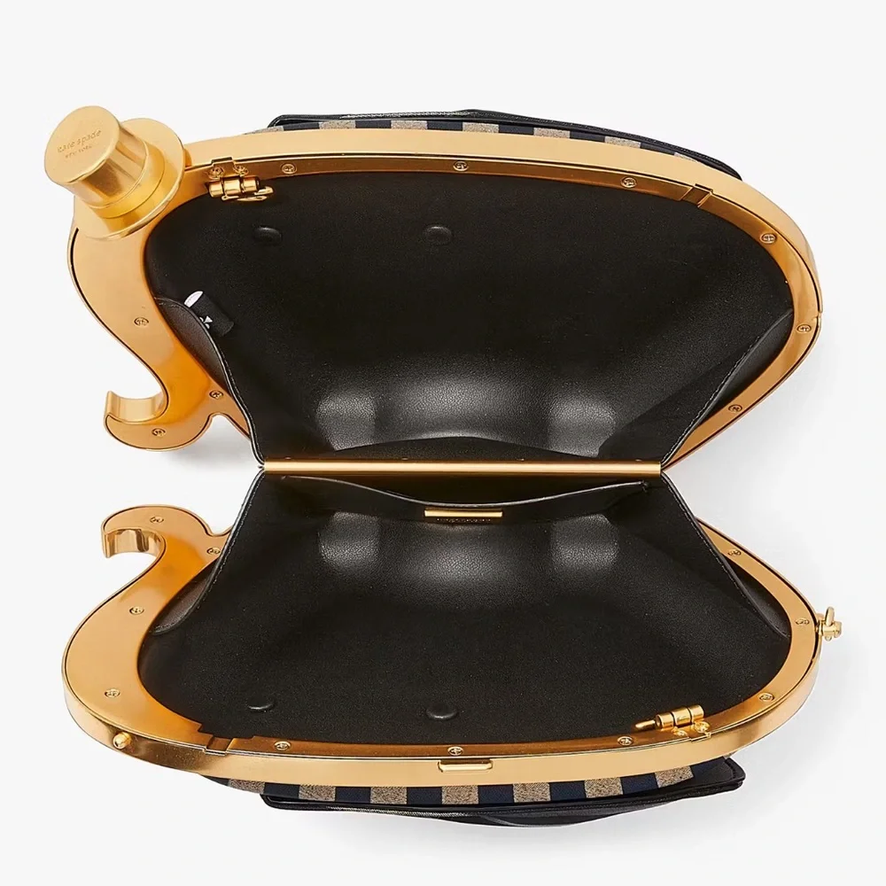 NWT💃Kate Spade Ellie Striped 3d Elephant Metallic Clutch Purse Bag - Picture 6 of 16